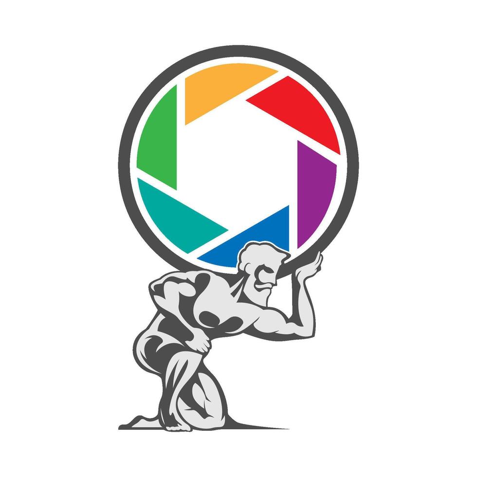 Atlas statue logo illustration vector