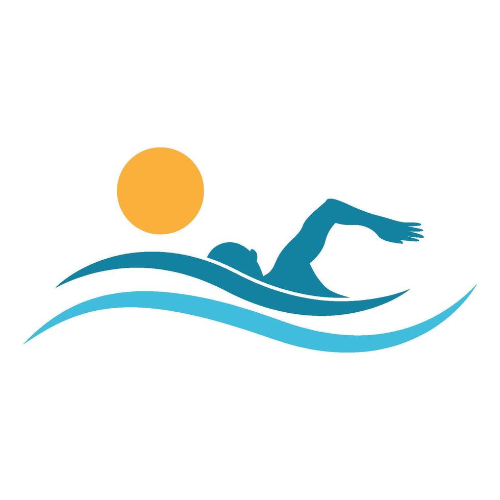 Swimming sport logo template vector