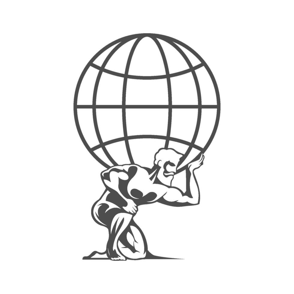 Atlas statue logo flat design vector