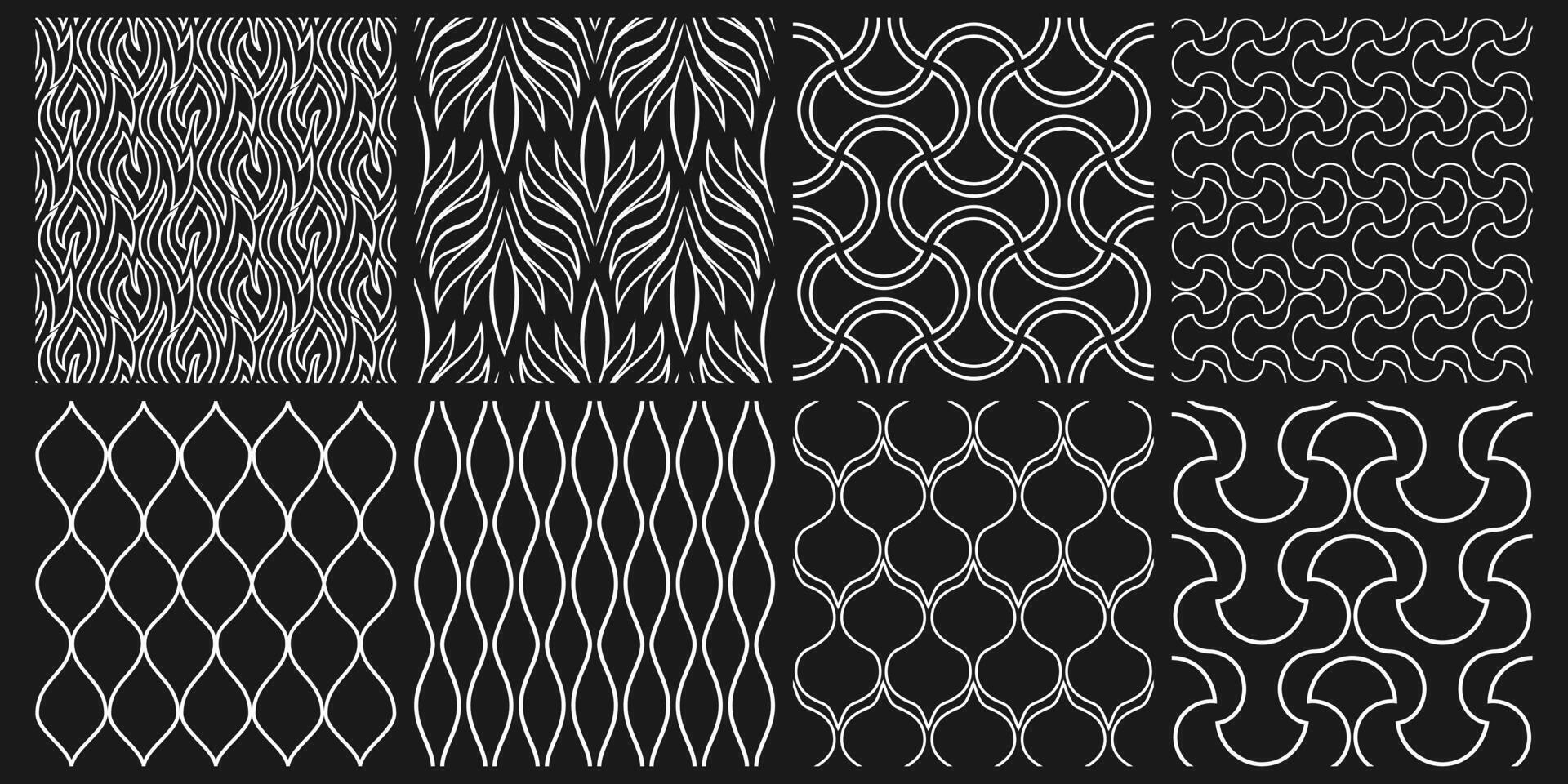 Seamless Abstract Wavy and Geometric Line Patterns Set in Modern Minimalist Style vector