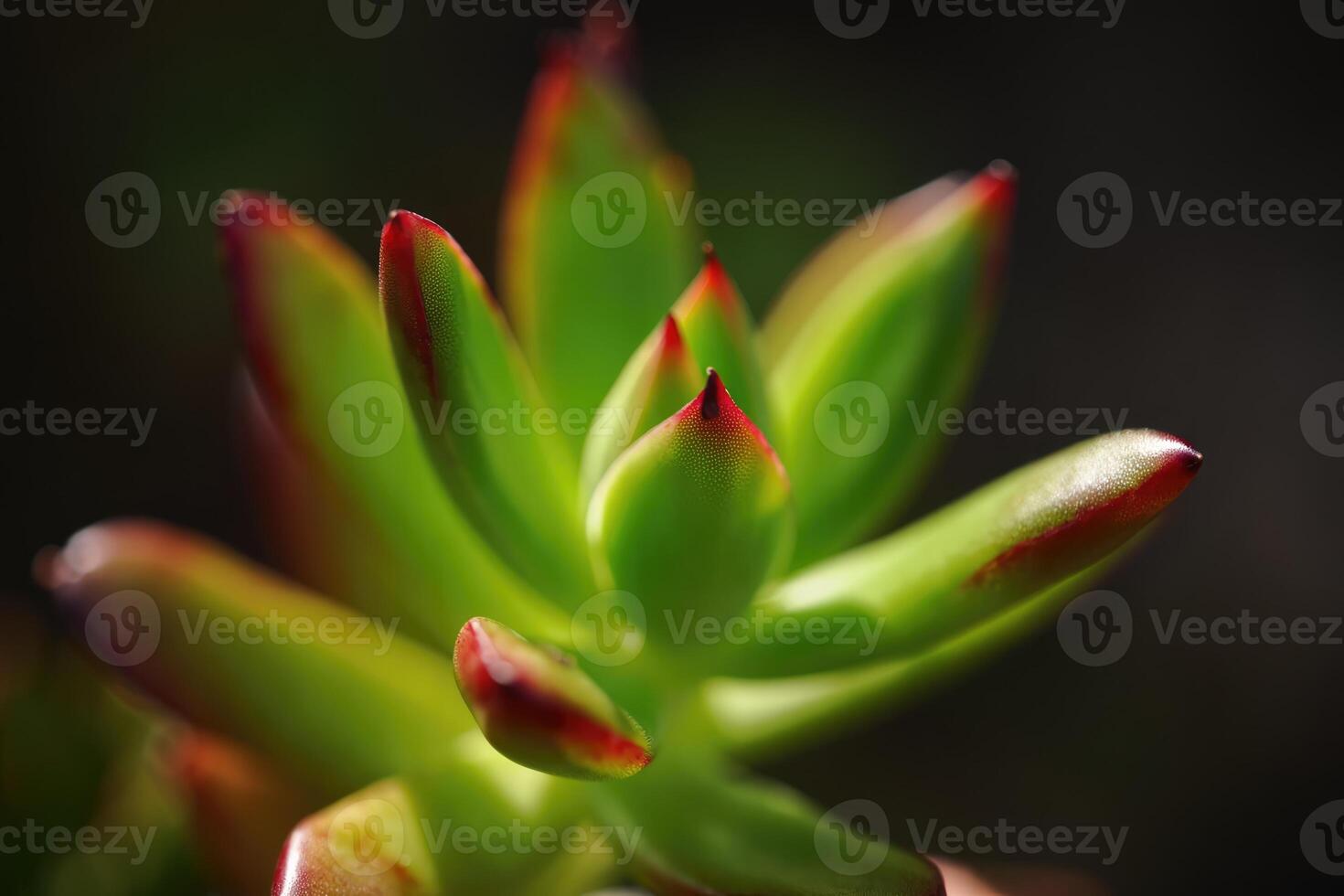 Close view of vibrant succulent plant with sharp tips and rich green colors photo