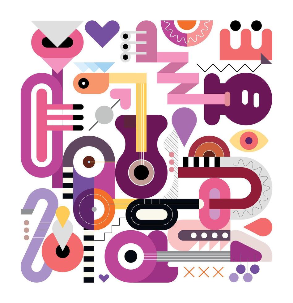 Musical Instruments Design On A White Background vector