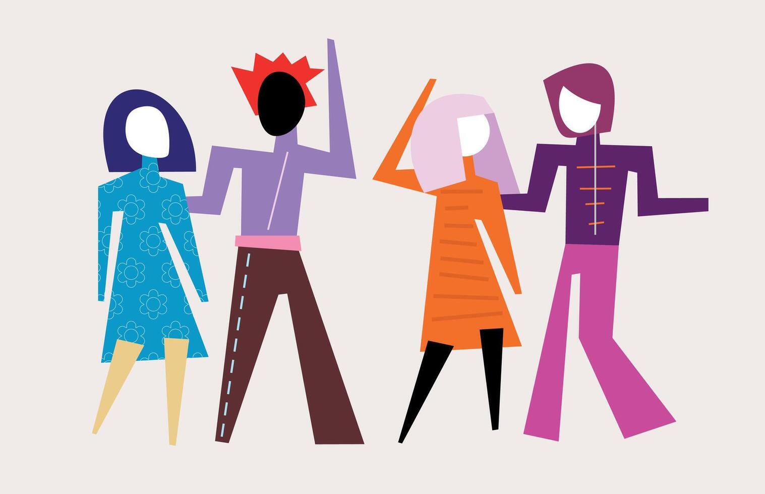 Four Friends Having Fun And Dancing vector