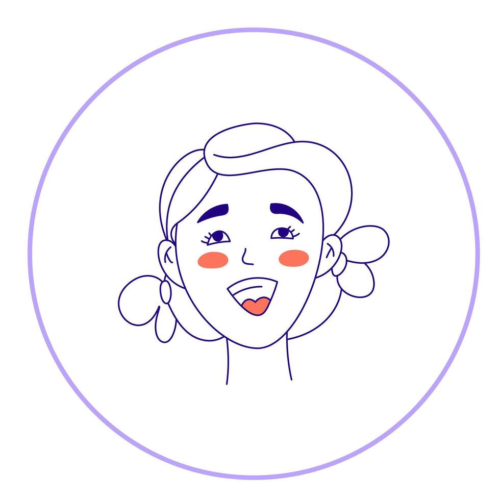 Hand drawn doodle face. Simple avatar portrait of girl for social media, apps, icons, website vector