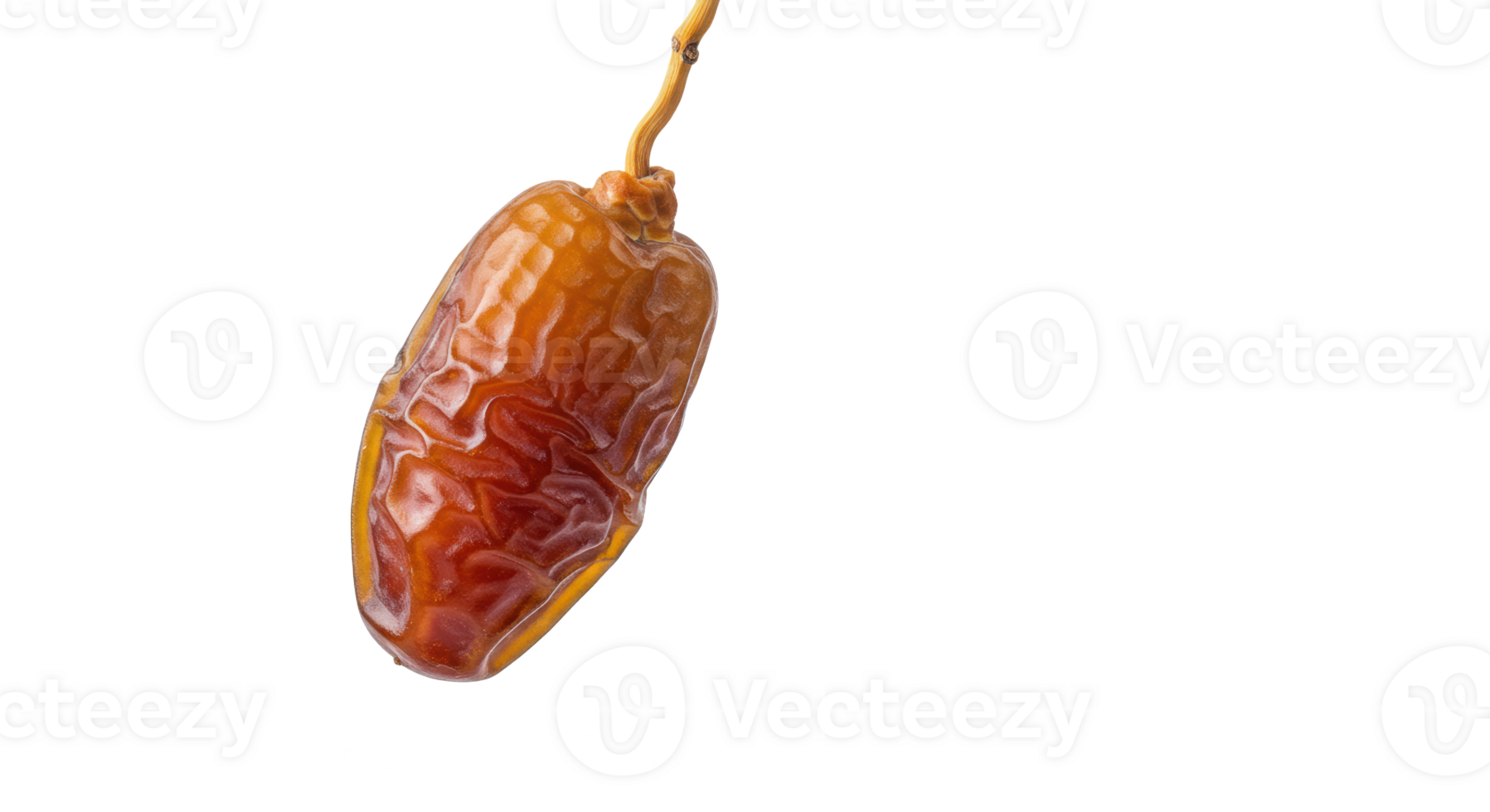 Single date suspended with detailed texture isolated on transparent background, Ramadan Vibes png