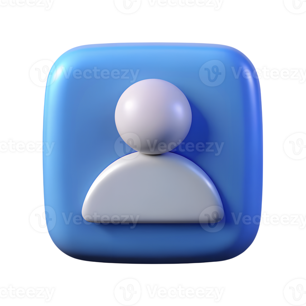 A blue and white icon with a person on it png