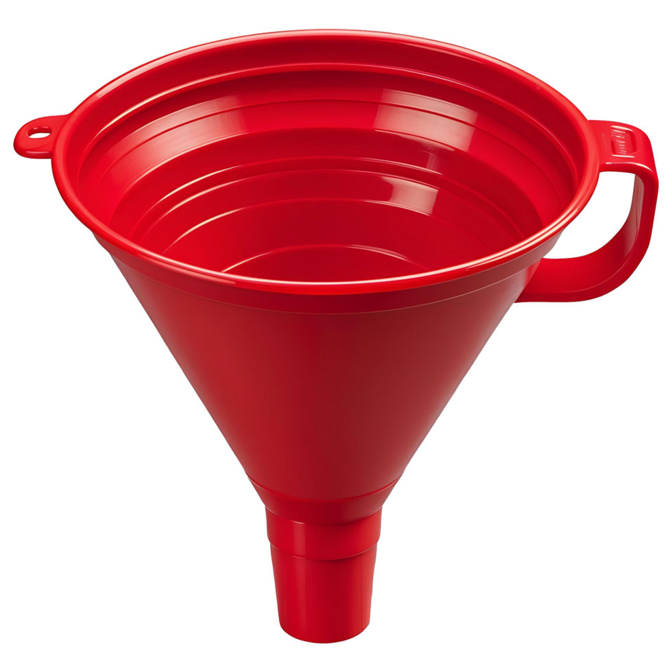 Red Plastic Funnel High-Quality Stock Image for Automotive and Kitchen Use png