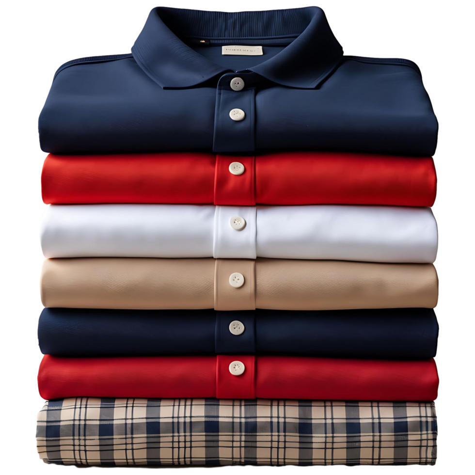 Colorful Polo Shirt Stack Ideal for Retail Display or Online Storefronts png