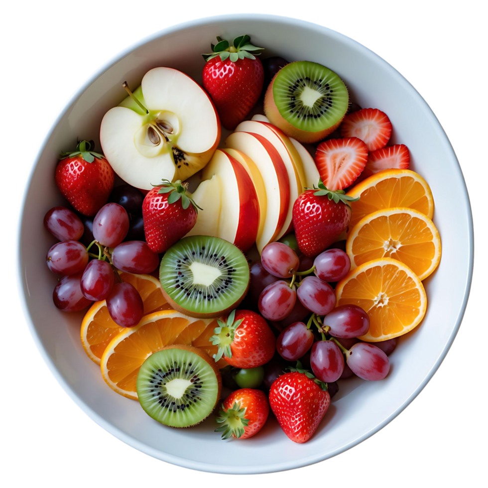 Vibrant Mixed Fruit Salad in Bowl Perfect for Breakfast or Parties png