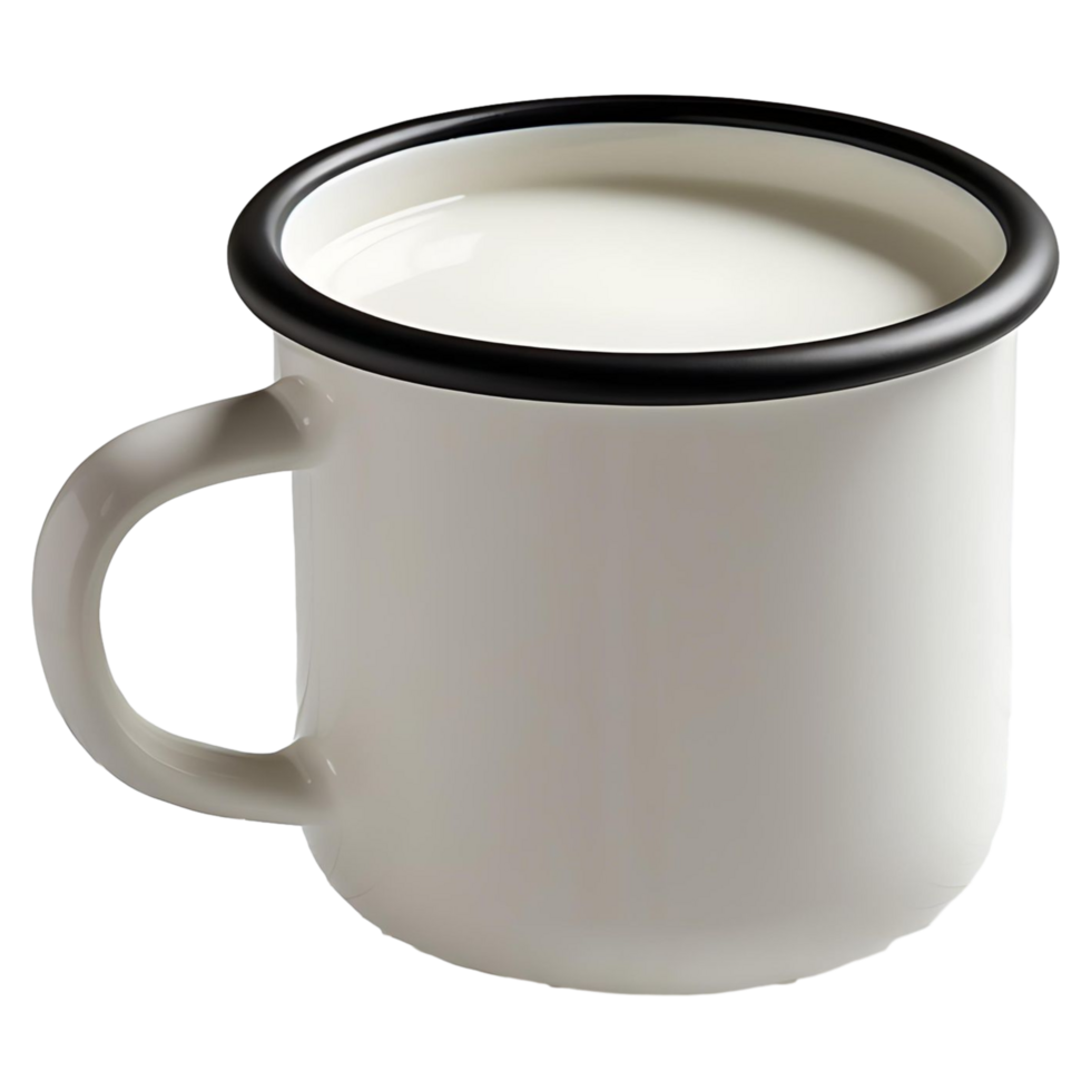 Classic Enamel Cup of Milk Rustic Kitchen and Beverage Concept Image png
