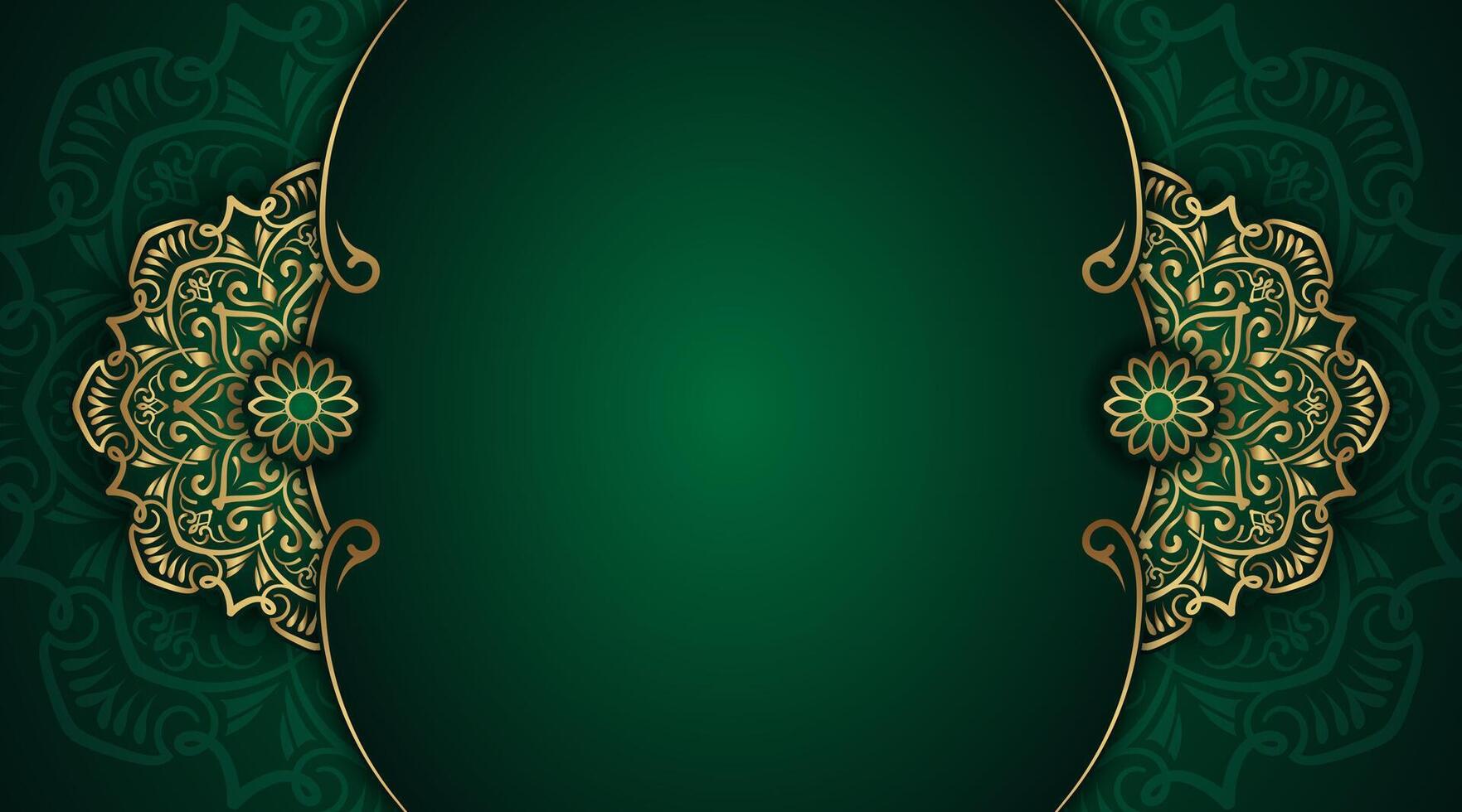 luxury Green background with gold ornament vector
