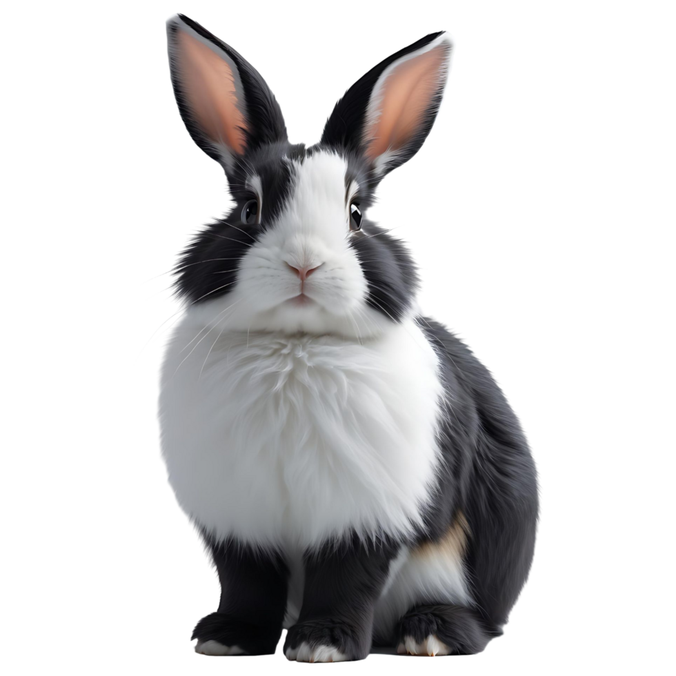Cute Black and White Bunny on Transparent Background Perfect for Print Digital Use png