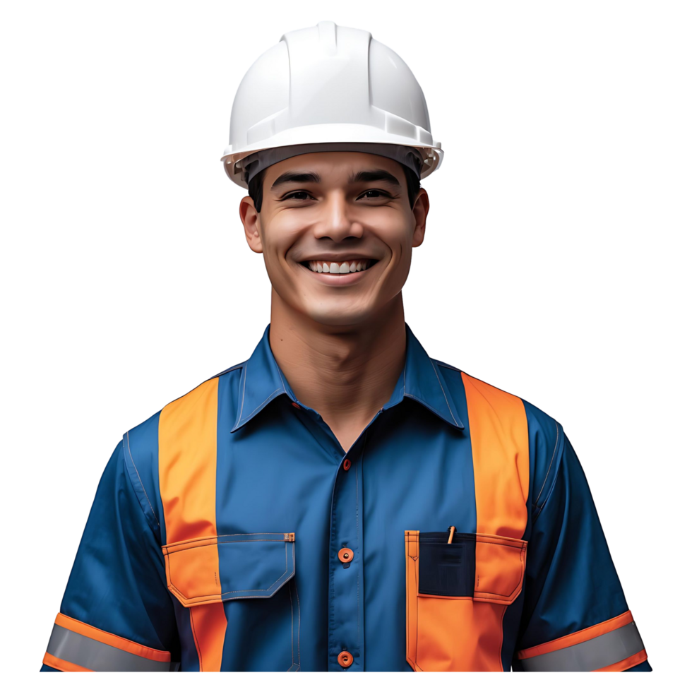 Young Engineer with Helmet and Reflective Vest Royalty-Free Photo for Commercial Use png