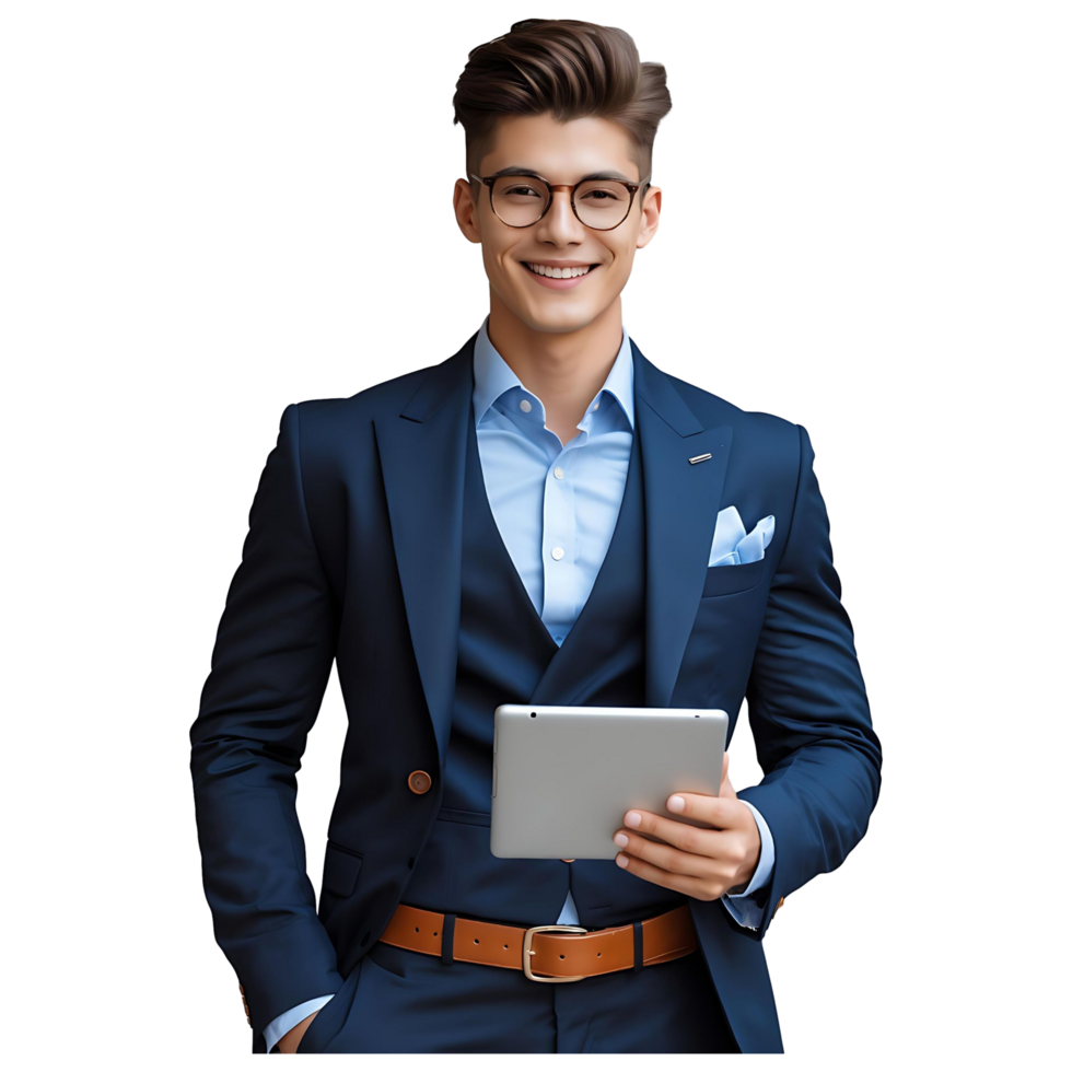 Young Entrepreneur in Smart Attire Professional Image for Consulting or IT Services png