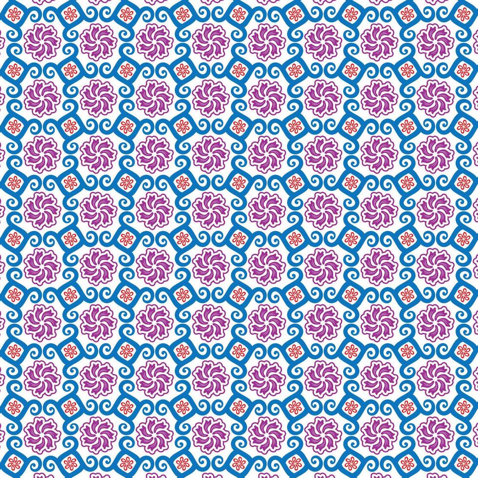 Seamless Retro Botanical Pattern with Bold Colors for Interior and Fashion Use, Ornate Floral and Geometric Seamless Background vector