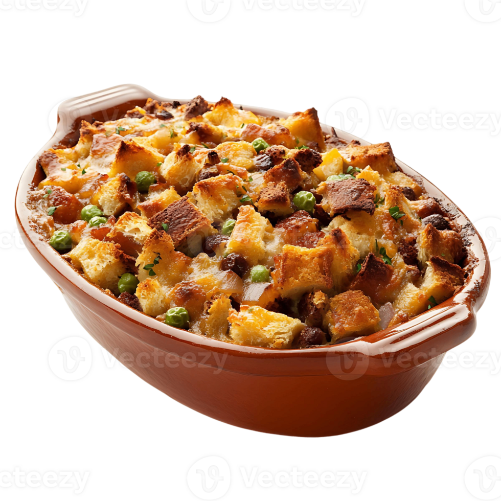 Casserole Dish with Baked Layers Inside png
