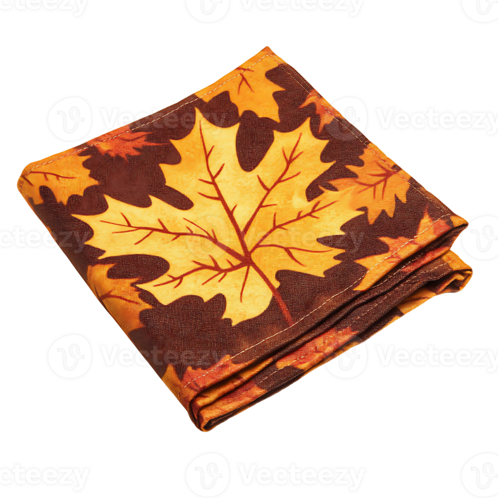 Patterned Fabric Folded with Fall Leaf png