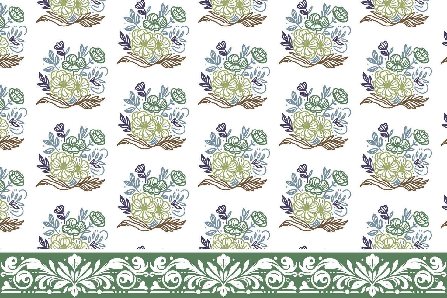 seamless flower repeat. outline border embroidery. one line sketch pattern. textile drawn petals. elegant botanical artwork. minimal design texture vector