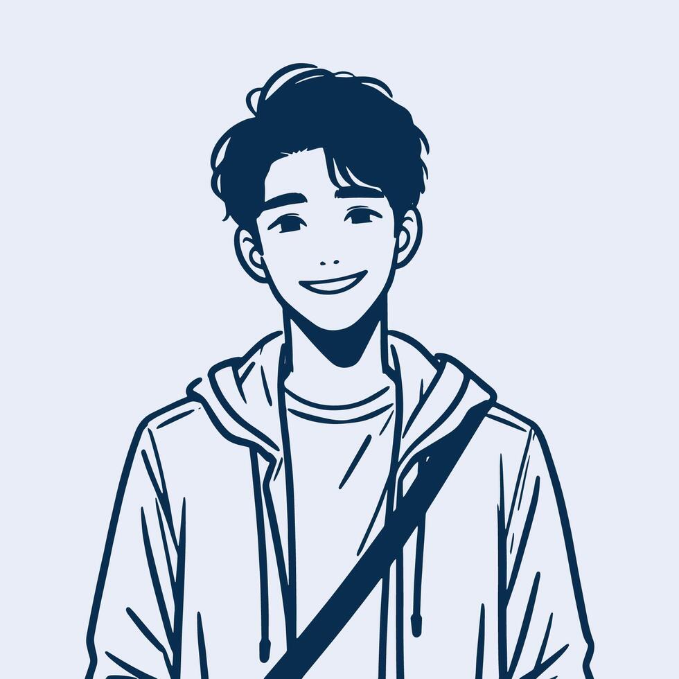 Stylish minimalist people sketch. Festive man celebrating joy. Continuous single line art. Trust and happiness expression. Cool lifestyle drawing vector