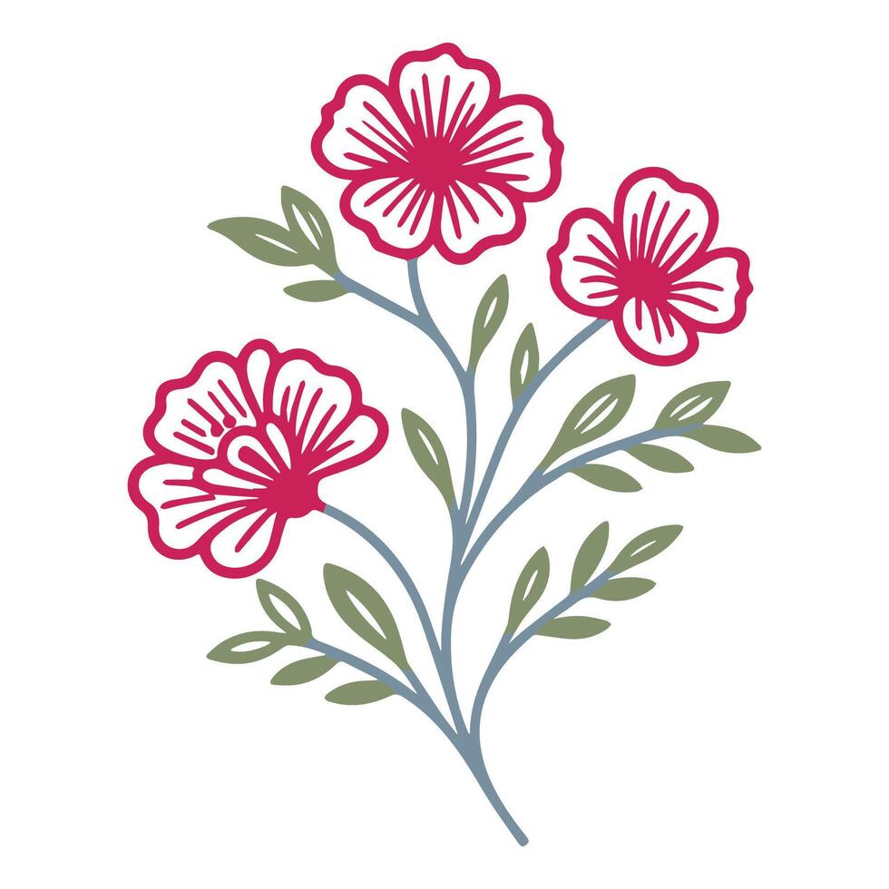 Floral outline pattern. Botanical sketch design. Minimalist flowers art. Hand drawn flowers. Modern cushion cover. vector