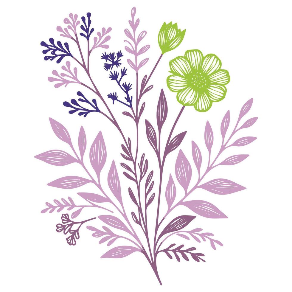 One line botanical art. Floral outline sketch. Hand drawn flowers. Minimalist floral design. Trendy cushion pattern. vector