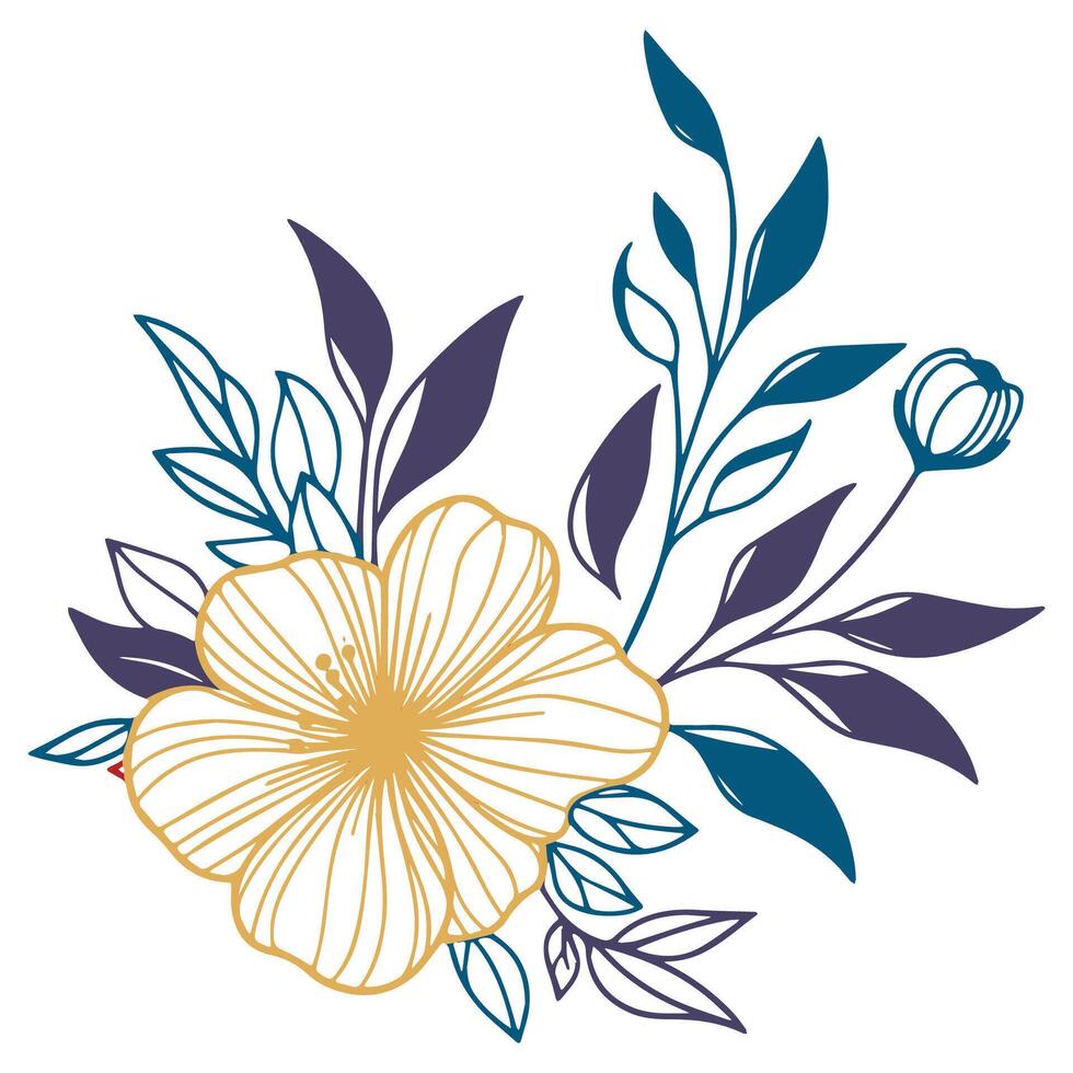 One line flower artwork. Botanical floral sketch. Minimalist design. Hand drawn flowers. Fine print cushion pattern. vector
