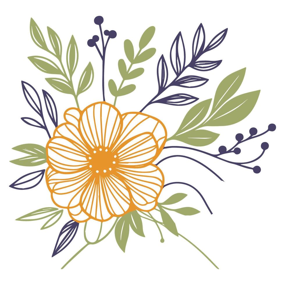 Abstract floral sketch. One line botanical art. Minimalist flower design. Fine print cushion cover. Trendy floral pattern. vector