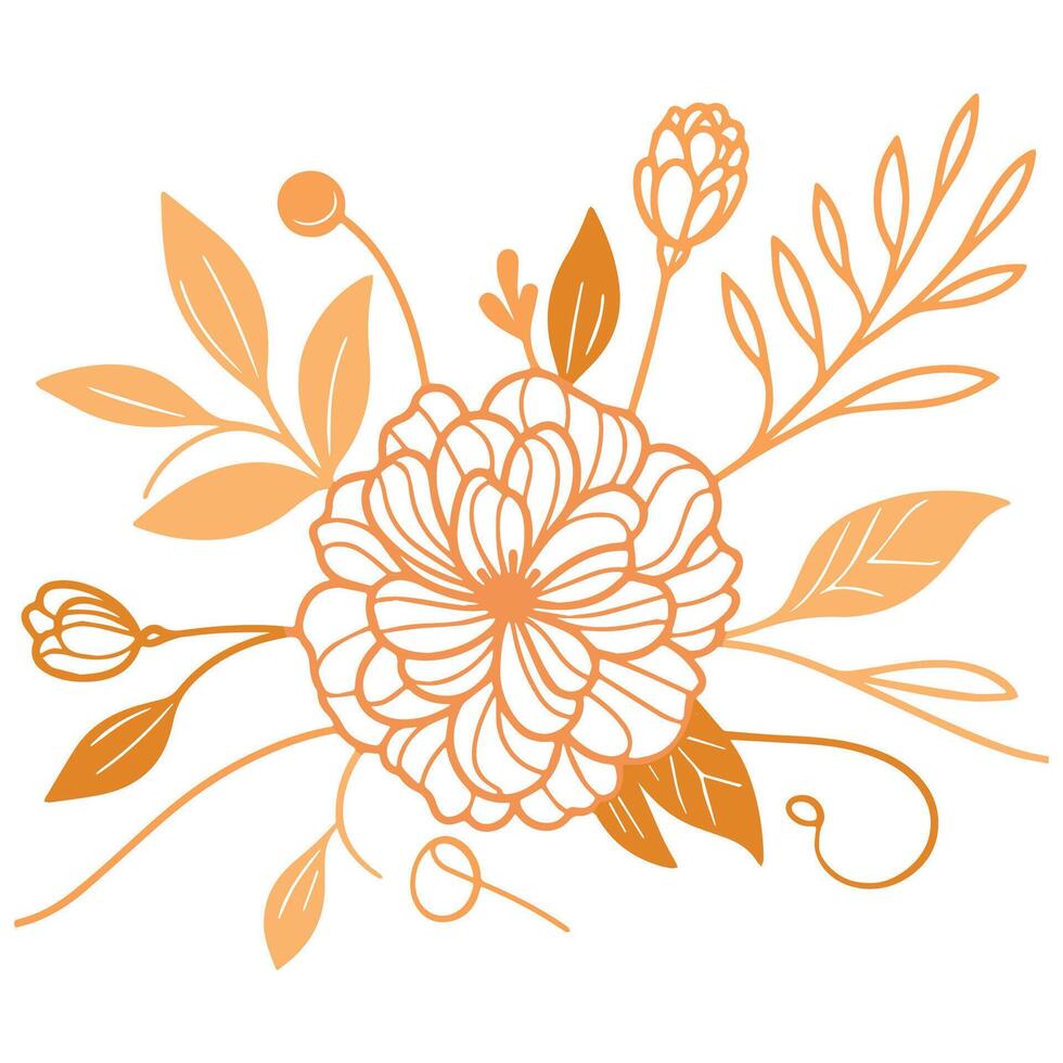 One line floral artwork. Botanical sketch design. Minimalist flowers pattern. Fine print cushion art. Contemporary floral design. vector