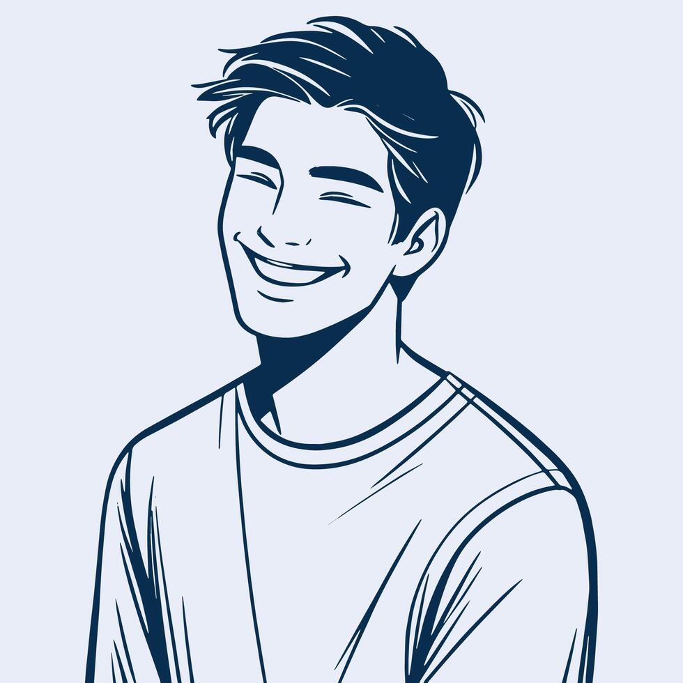 Successful person expressing happiness. Single line minimalist drawing. Cool human outline design. Fun and trust inspired art. Hand drawn male figure vector