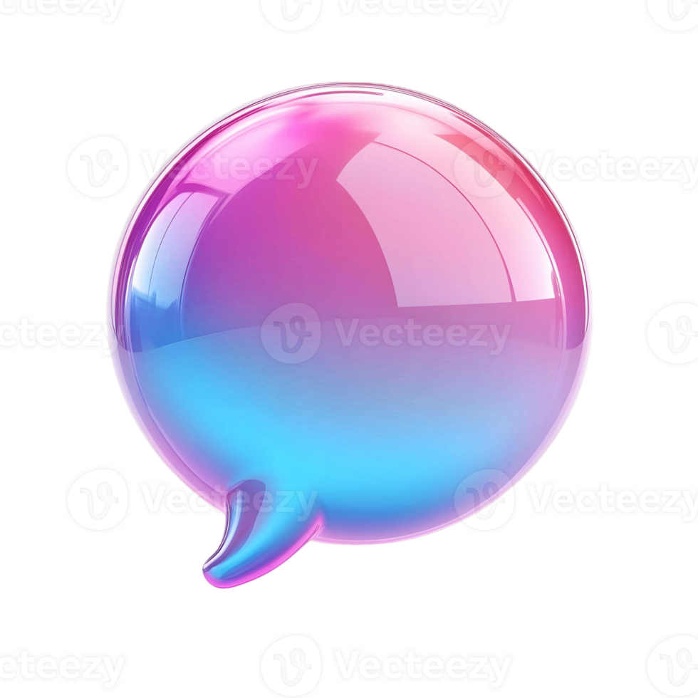 Blue and Pink Gradient Speech Bubble in 3D Style png