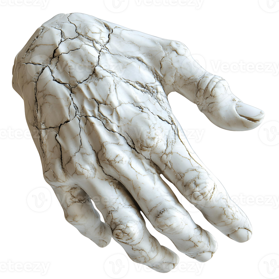 Realistic Cracked Marble Hand in 3D png