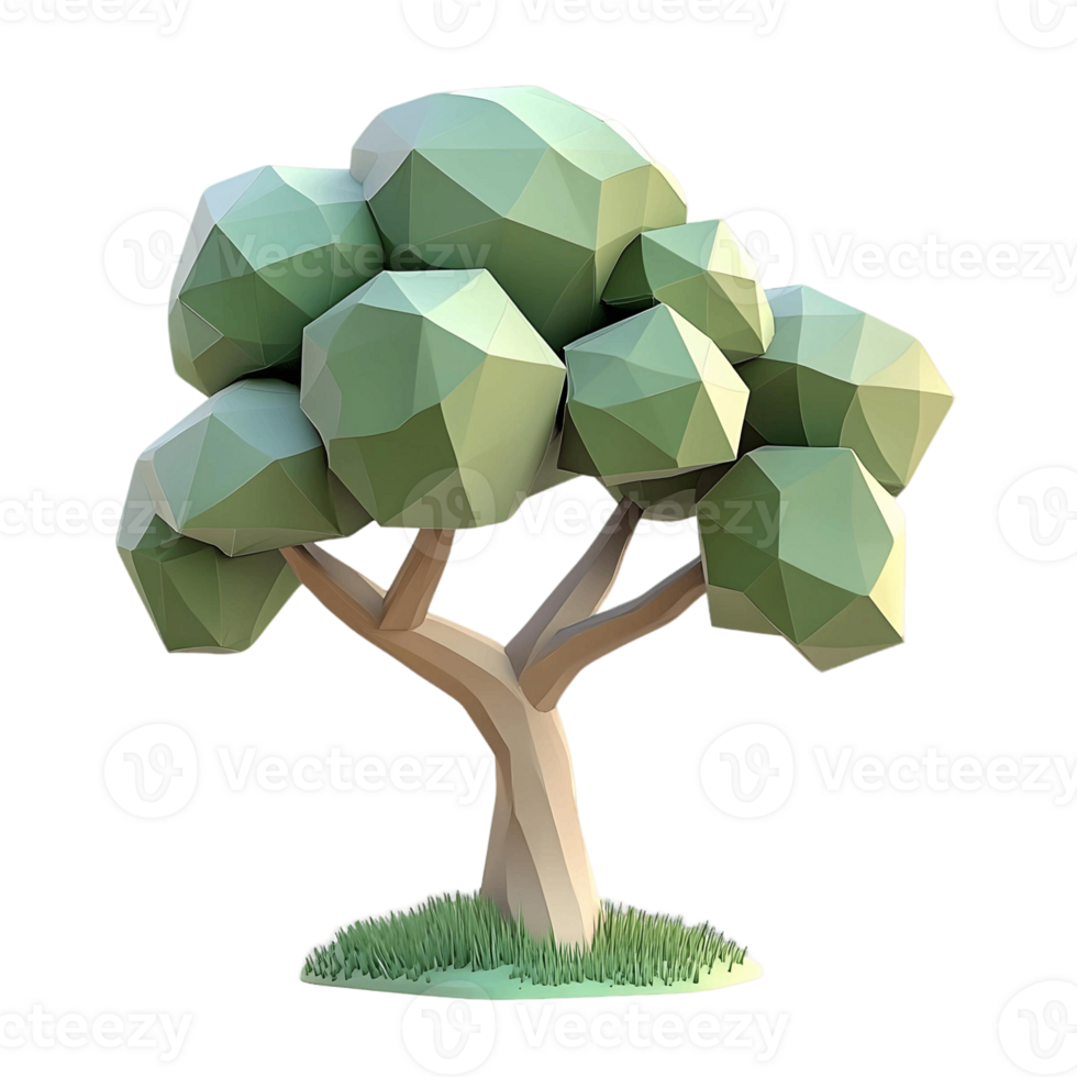 Low Resolution 3D Tree Illustration with Modern Look png