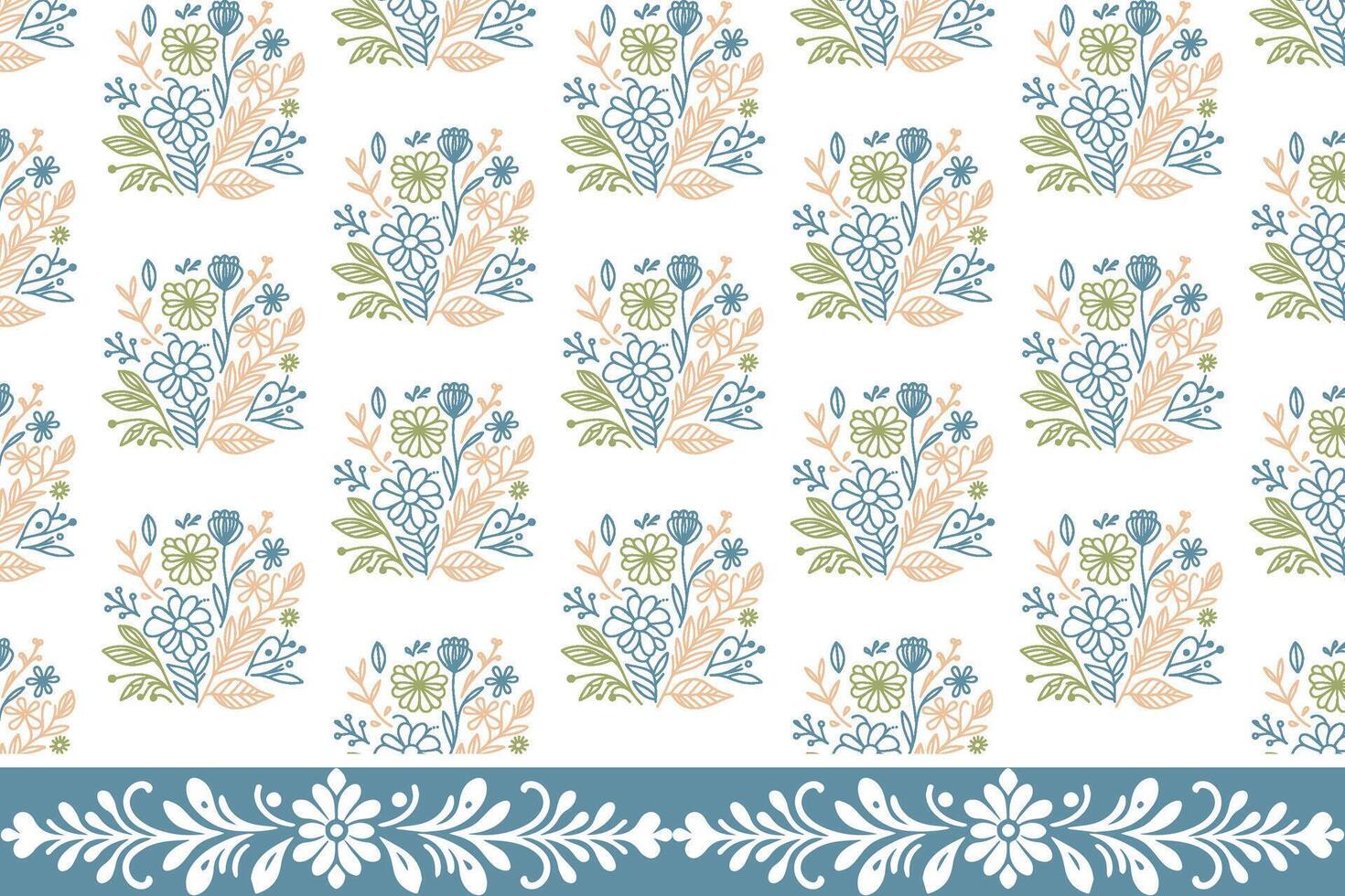 border flower repeat. minimal one line petals. botanical embroidery texture. floral outline sketch. seamless textile pattern. hand drawn design elements vector