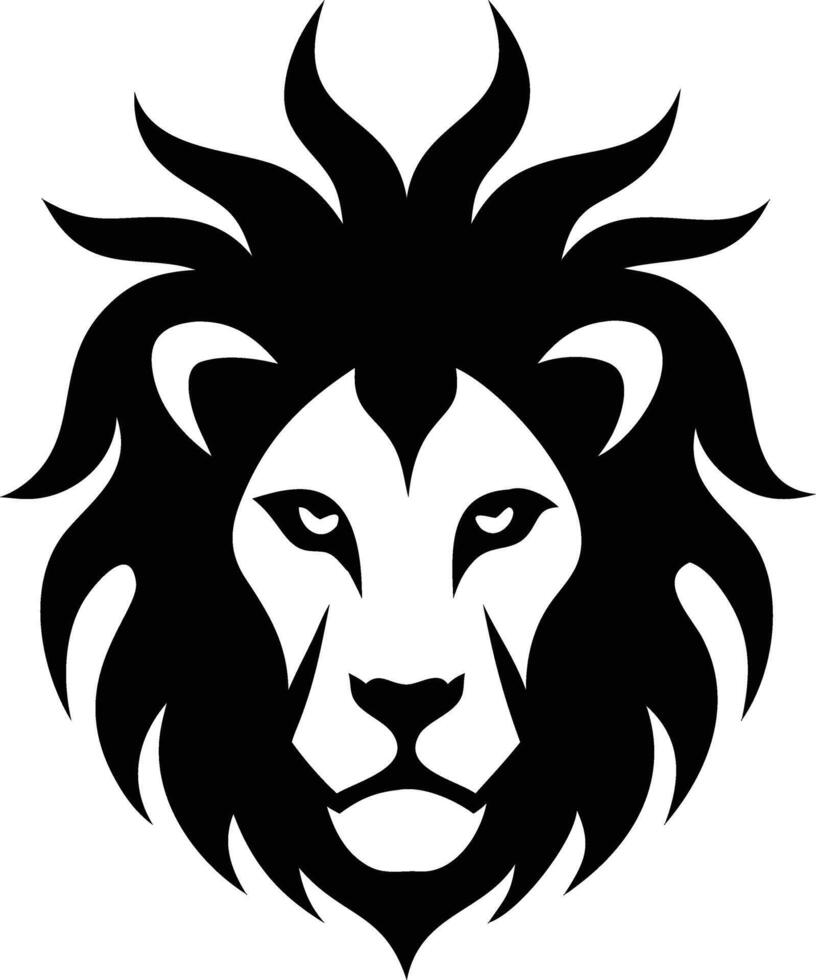Fierce black and white lion head design with a stylized mane displays boldness vector