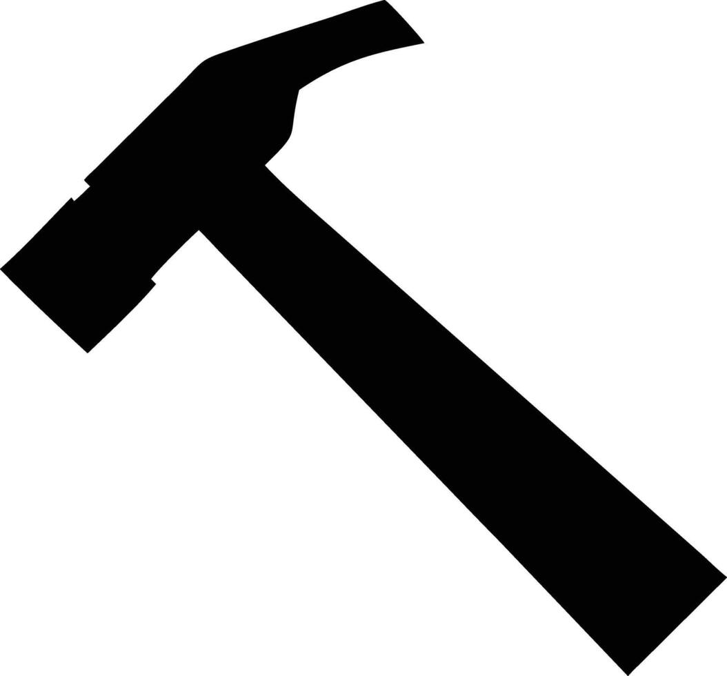 Black hammer silhouette on a plain white background suggests construction or repair work needs vector