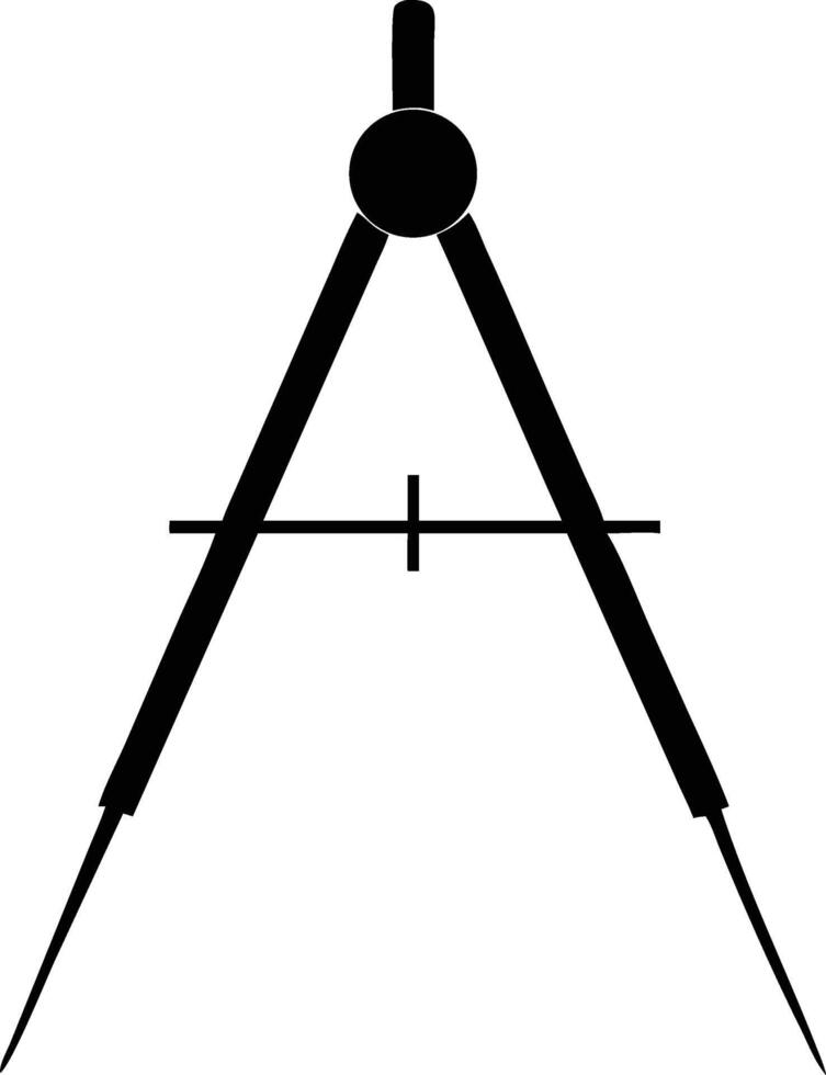 Black drawing compass displays precise engineering, technical work, and architectural accuracy for geometry vector