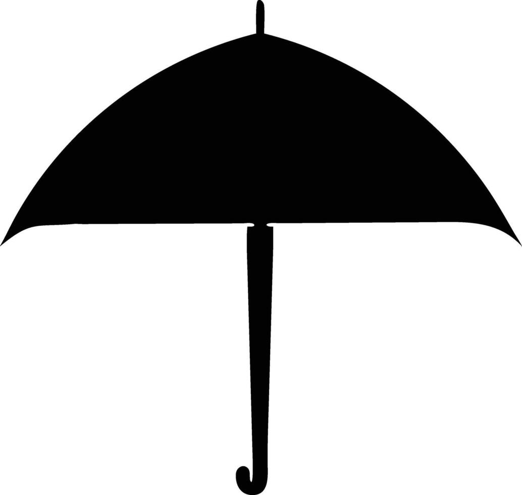 A stylized black umbrella with curved handle provides protection from rain or sun vector