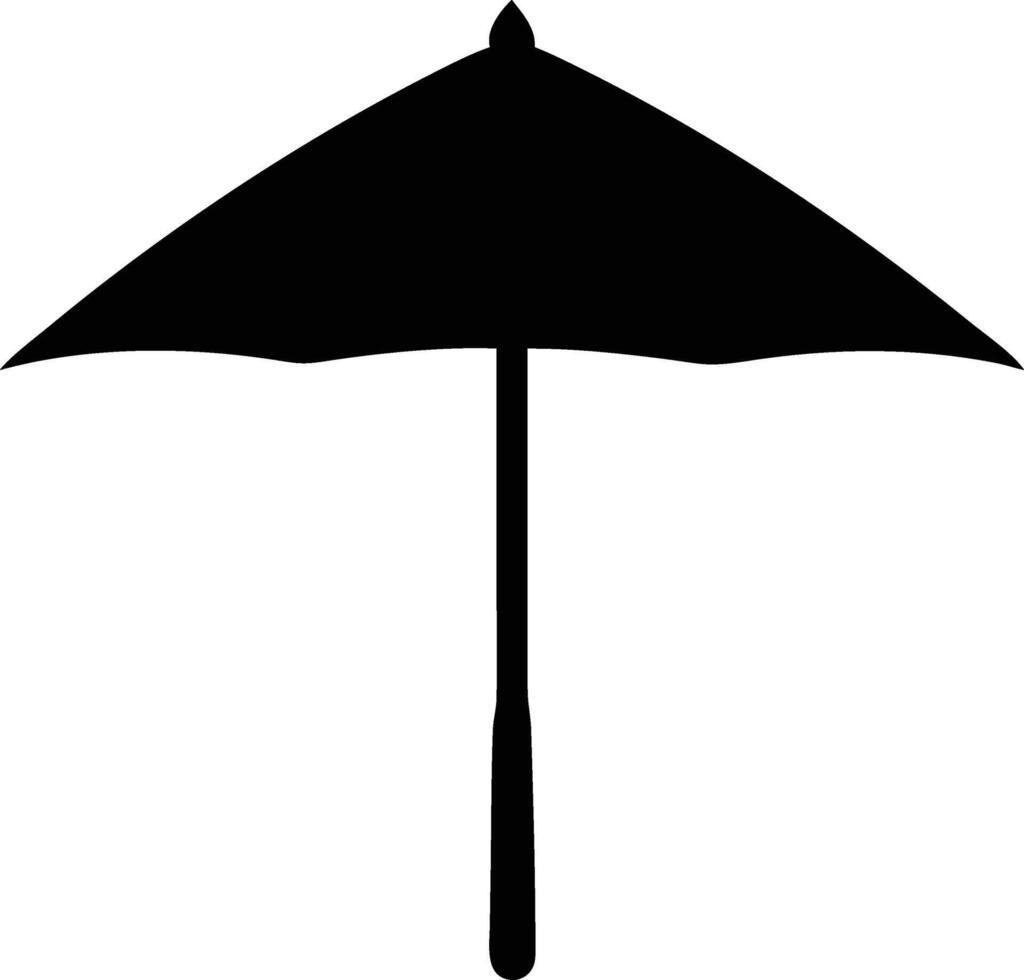 A black simple umbrella silhouette against the white background is showcased in this image vector