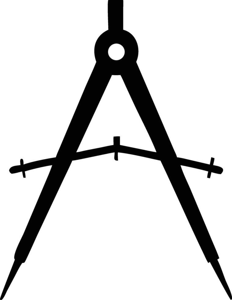 Black compass instrument with needle points and a small adjustment wheel is displayed vector