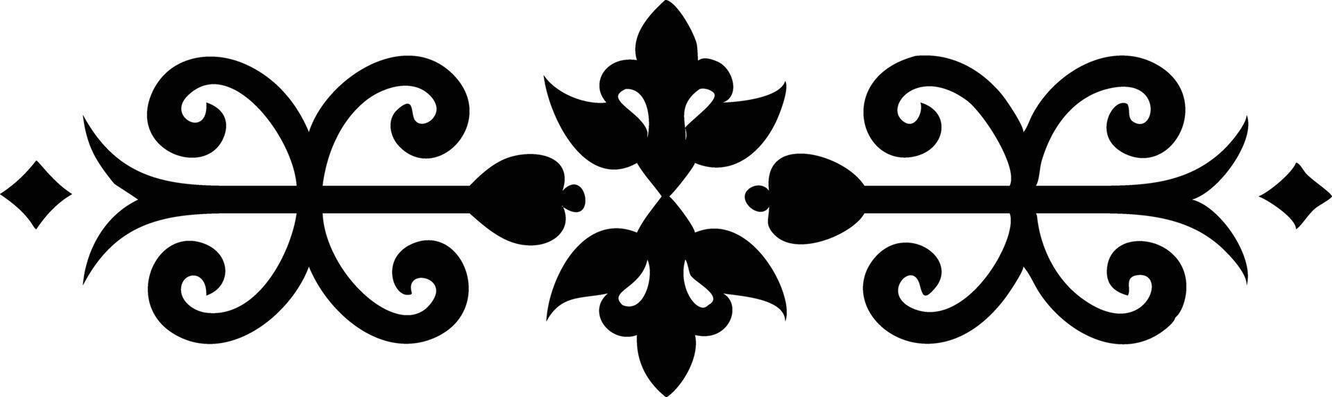 Flourish motif in black color shows symmetric, detailed pattern on white background vector