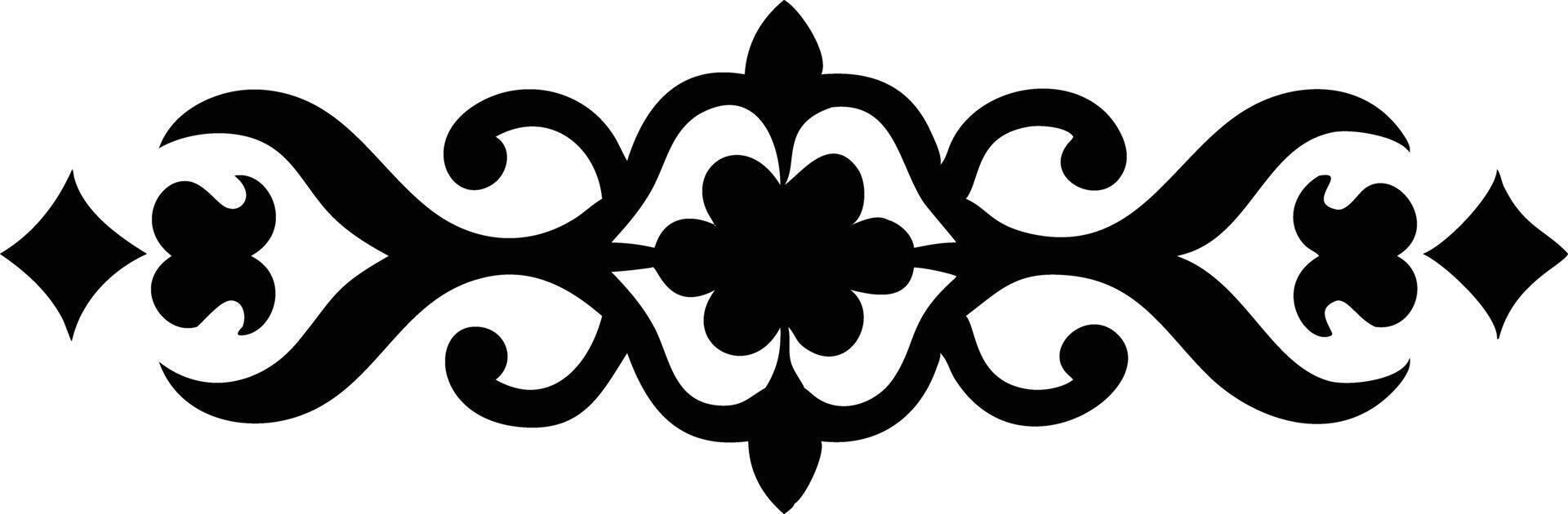 Decorative black flourish element with floral accents embellishes the stark white backdrop elegantly vector