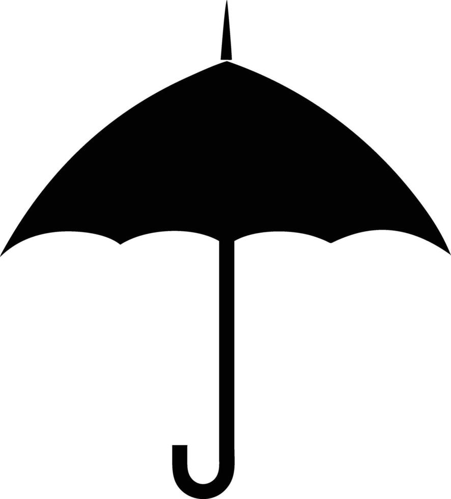 A simple black umbrella stands against a bright white background, offering protection vector