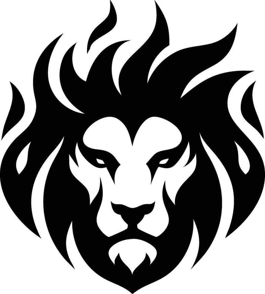 Fierce black lion head with flowing mane displays regal power and confidence majestically vector