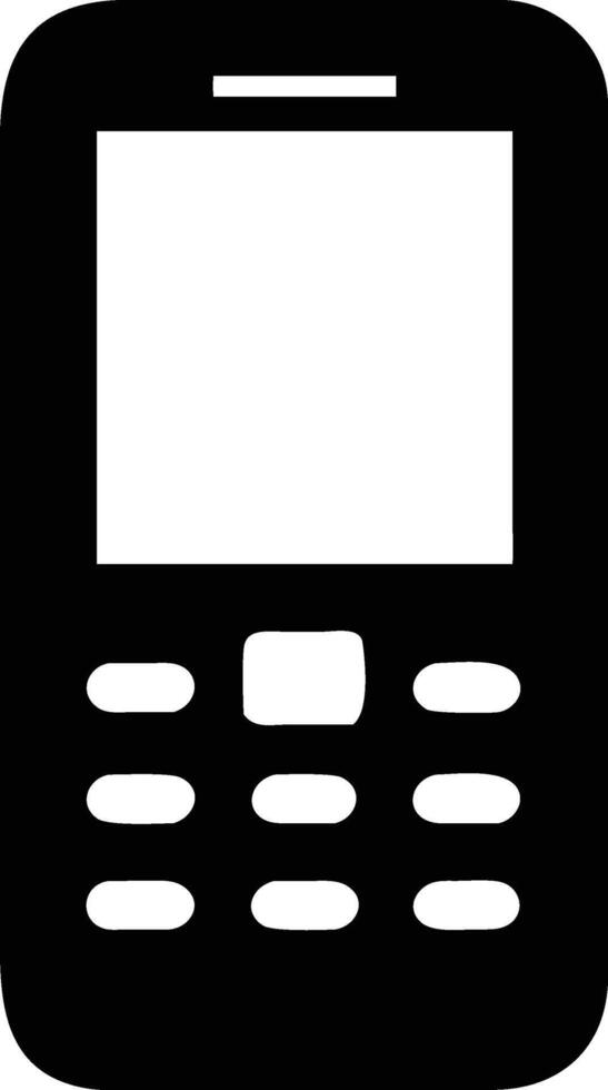 A black and white shows a simple, old cell phone icon vector