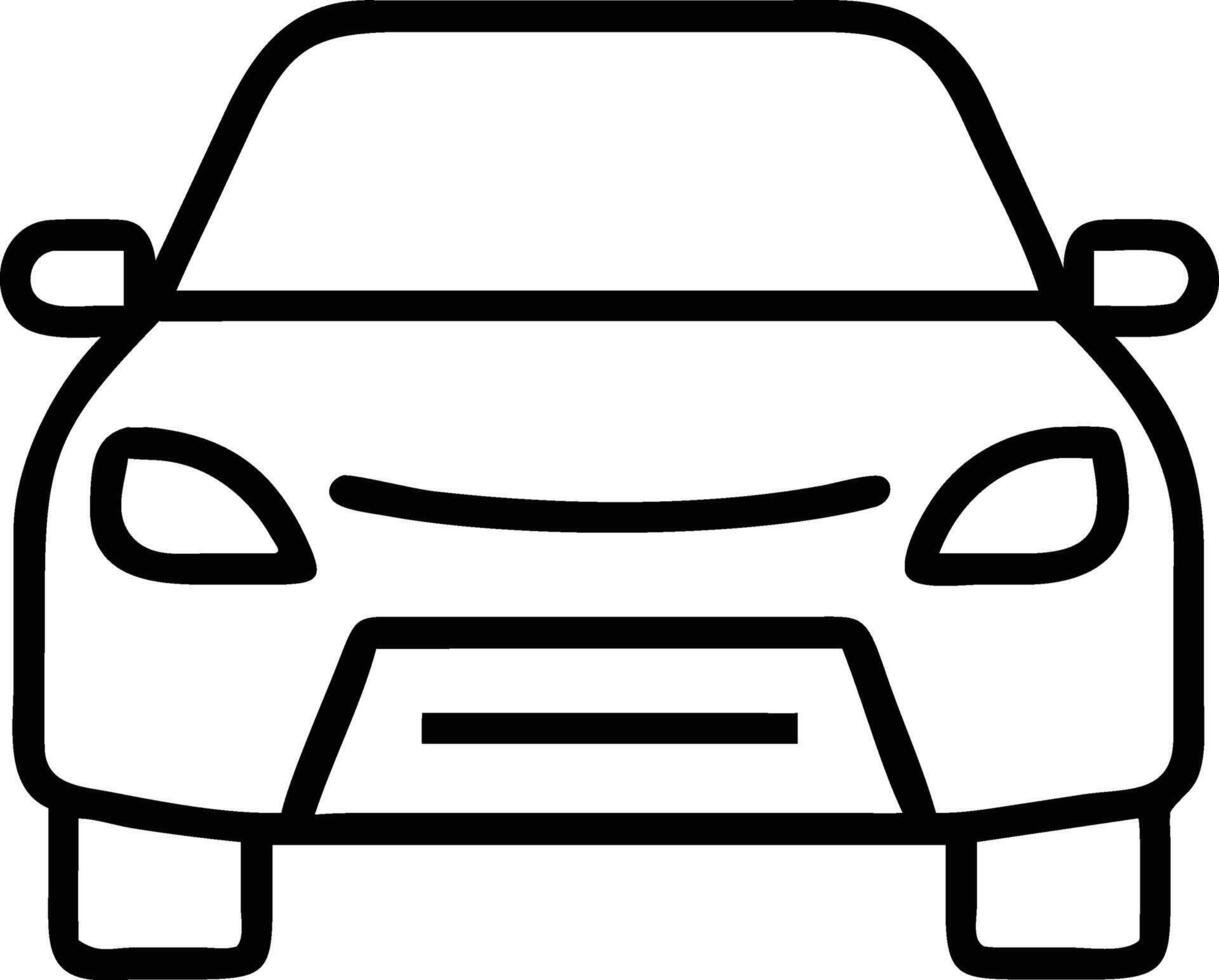 Front view of a simple car outline featuring clean lines and minimal detail vector