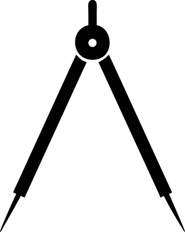 Black drawing compass with two needlepoint legs stands over white background vector