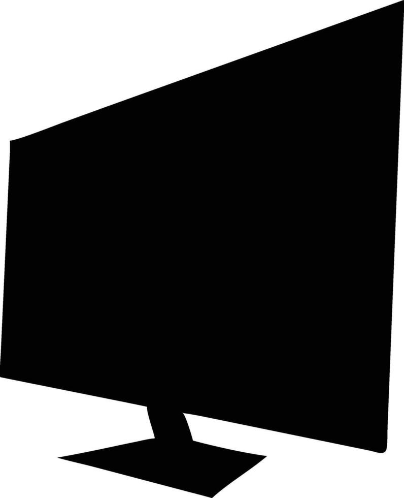 A minimalistic black silhouette showcases an angled flatscreen television on a stand vector