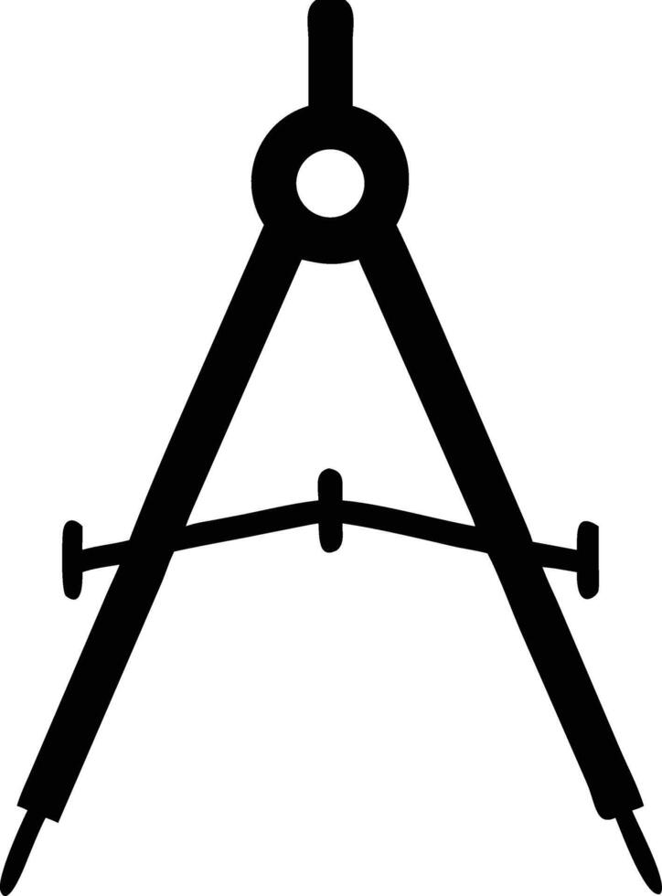 Black drawing compass is accurately rendered in this simplistic, elegant monochrome design vector