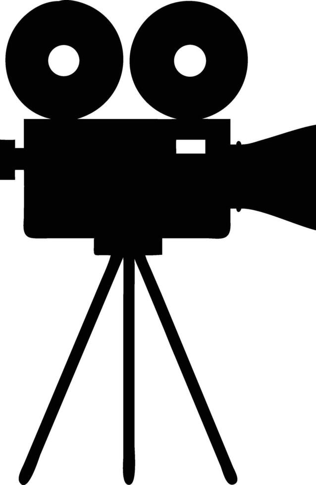 An oldfashioned cinema camera is featured, standing proudly on its sturdy tripod support vector