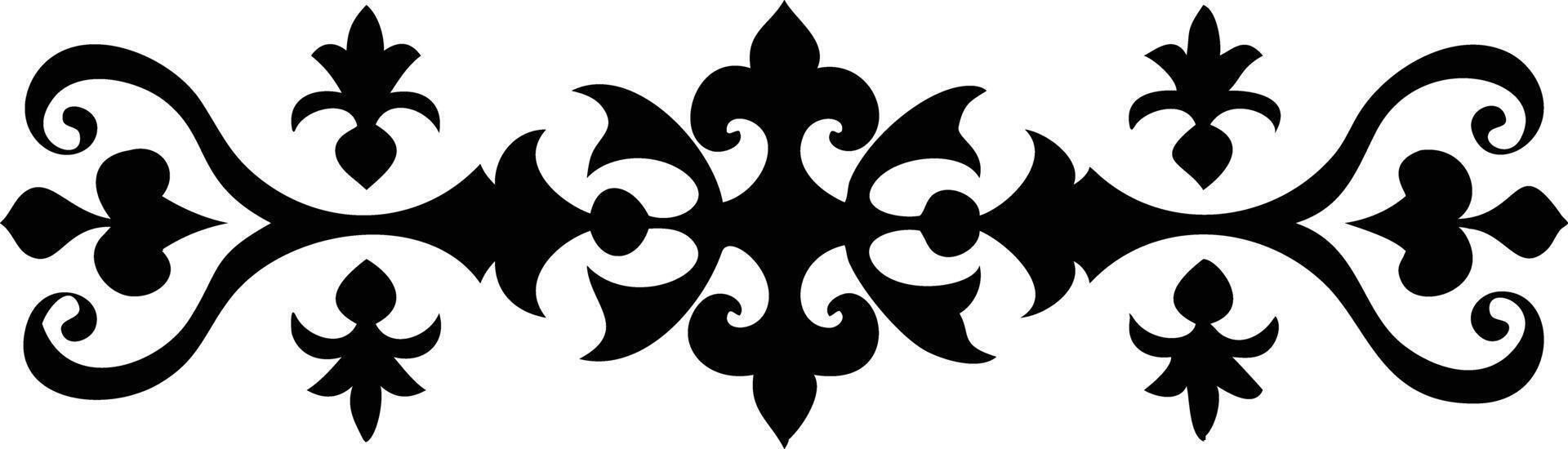 Elegant black floral ornament gracefully stretches across the stark white background, forming a lovely design vector